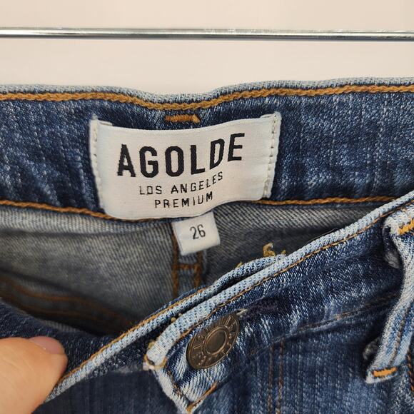 AGOLDE Sophie High Rise Skinny Destroyed Size 26 Medium Wash‎ - Picture 7 of 9